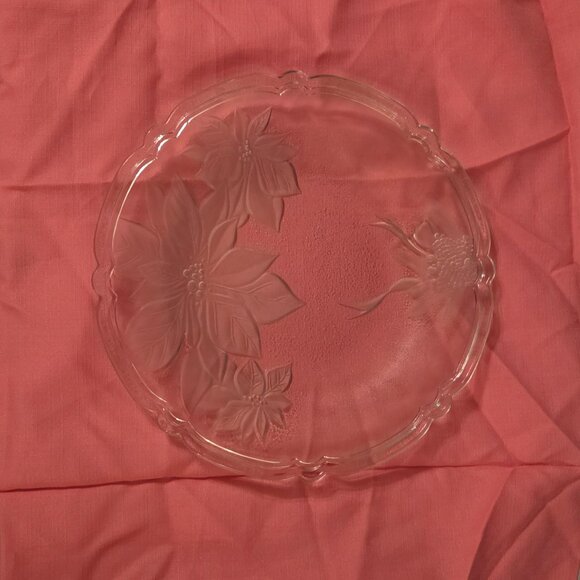 Bali 13" Satin Poinsettia Christmas Holiday Platter - Picture 3 of 6